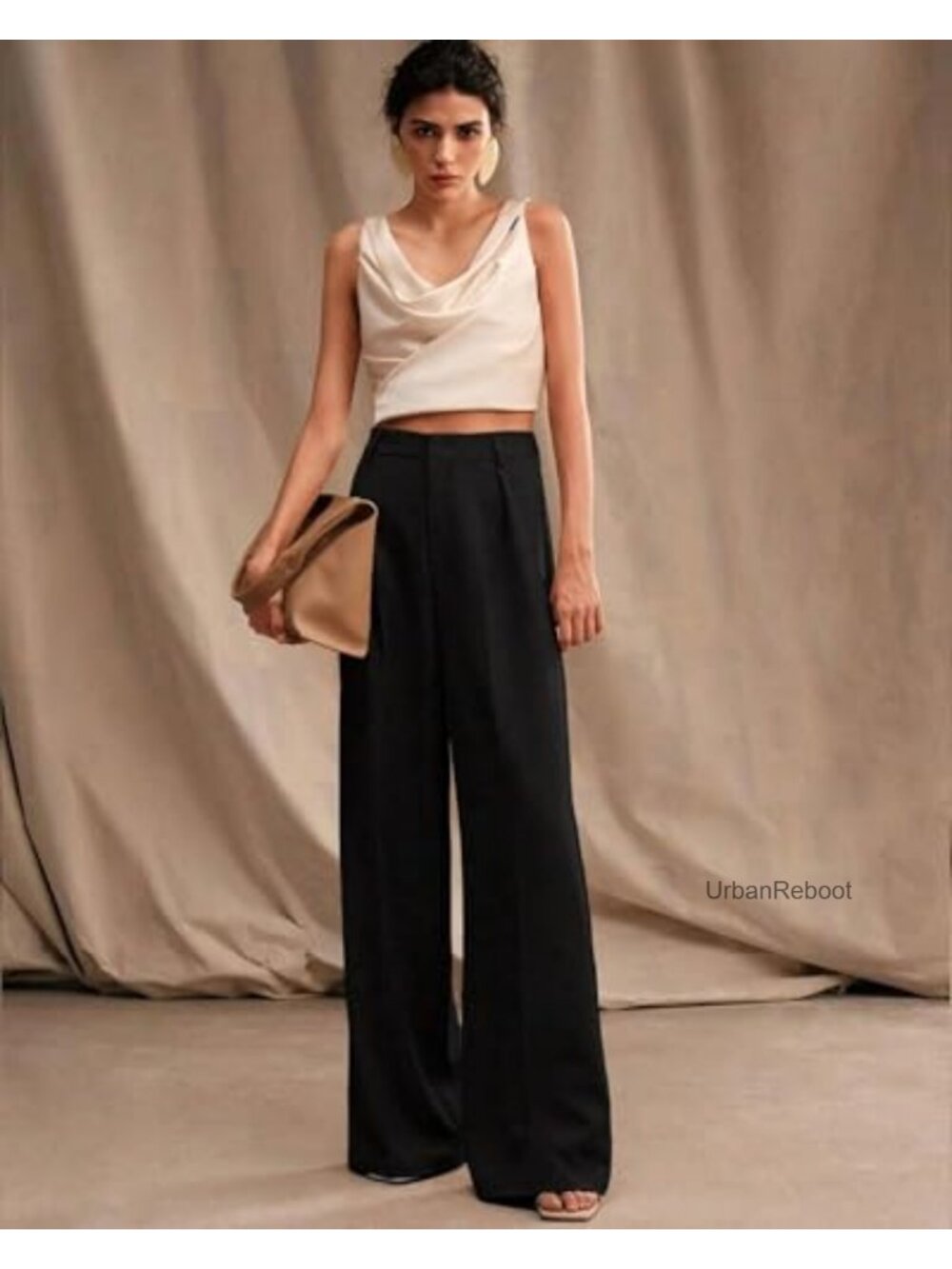 Wide Leg Palazzo Pants High Waist Business Casual Work Trousers with Pockets - Picture 2 of 6